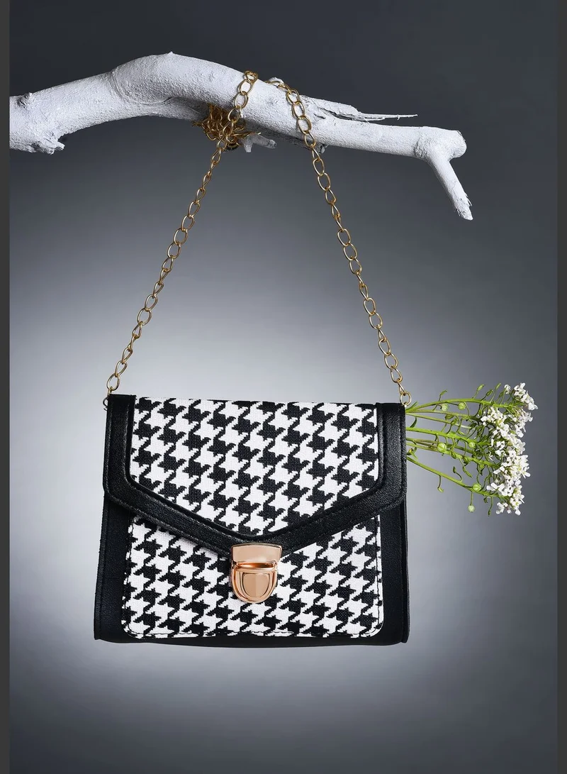 Haute Sauce Textured Push Lock Sling Bag with Chain Strap