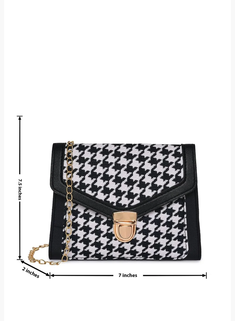 Haute Sauce Textured Push Lock Sling Bag with Chain Strap