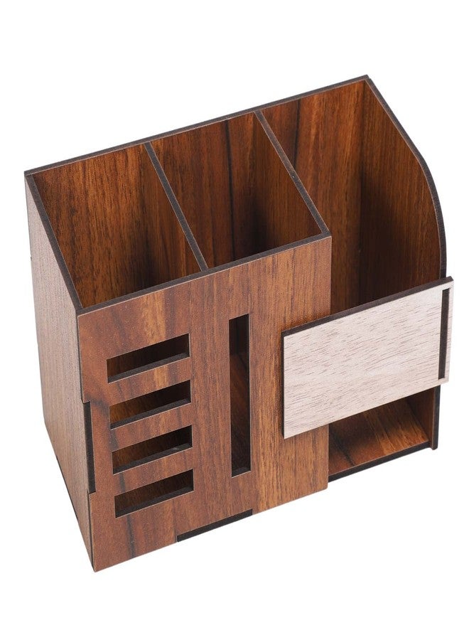 Smoni Syambaba Wooden Spoon & Tissue Holder | Prelam MDF Cutlery Stand with Napkin Holder | Multipurpose Kitchen Organizer for Spoons, Forks, Knives | Dining Table Storage Box (Brown) - Image 1