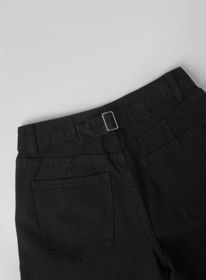 Wanduyini Adjustable Waist Straight Leg Jeans for Women Y2K Baggy Jeans with Snap-Button Mid Low Rise Denim Pants, Black, L - Image 4