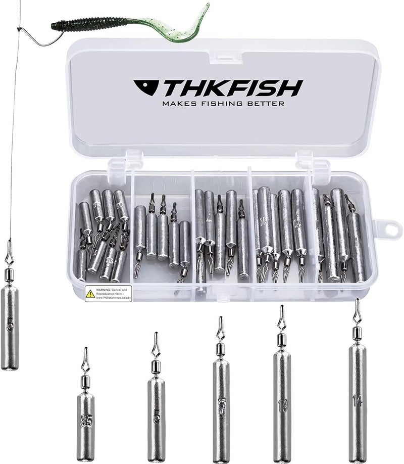 THKFISH Fishing Weights Sinkers Set, 60PCS Fishing Sinker Drop Shot Weights Kit,Drop Shot Rig Wacky Hooks for Saltwater Freshwater Bass Fishing - Image 1