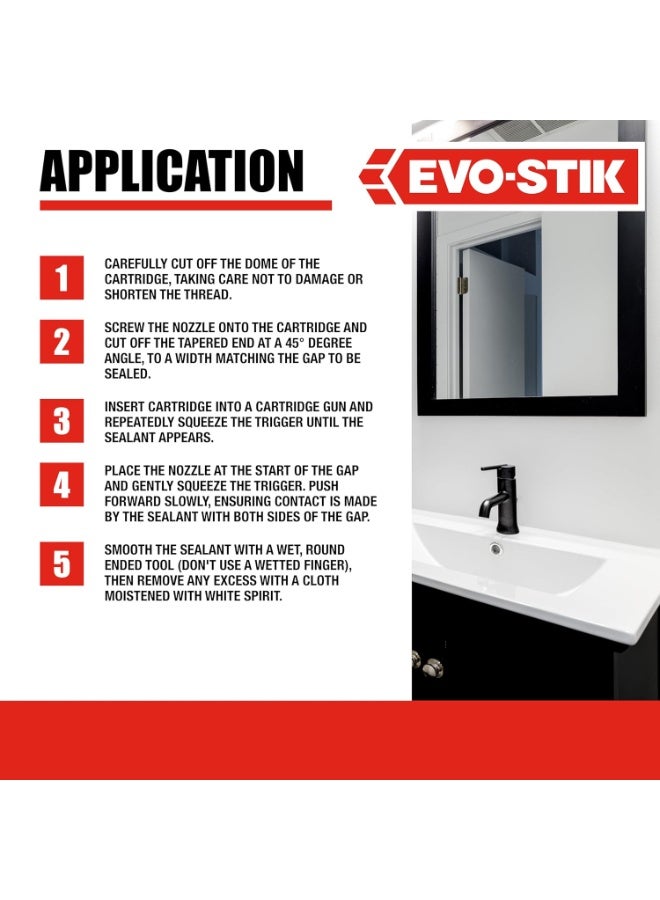 EVO-STIK All Purpose Clear Silicone Sealant Anti Mould Waterproof Interior Exterior 280 ML - Image 4