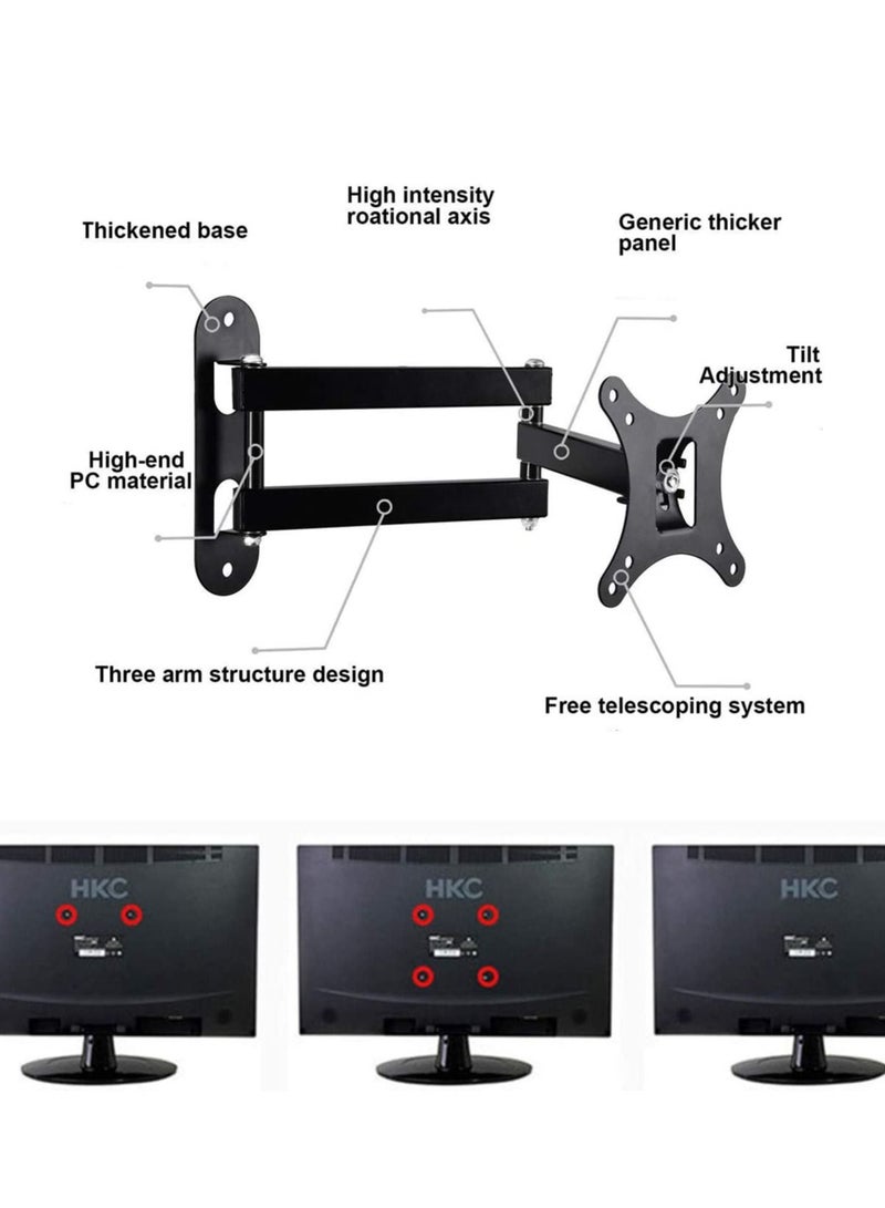 TV Wall Mounts Bracket for 10''-27'' TVs Full Motion LED Display Wall Mount Bracket 100x100mm with Swivel and Extension Arm Up to 10kg - Image 3