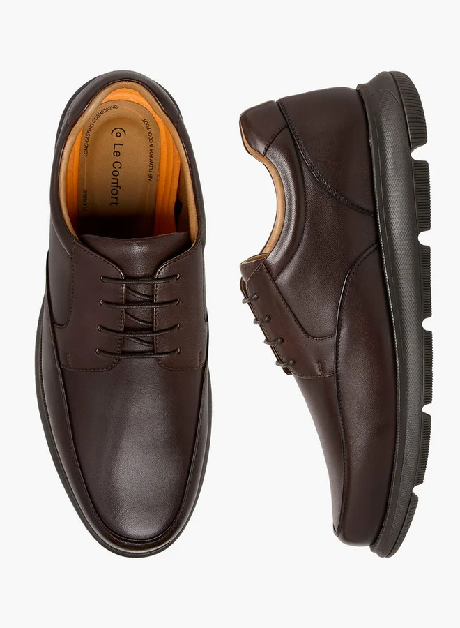 لو كونفورت Solid Lace-Up Derby Shoes