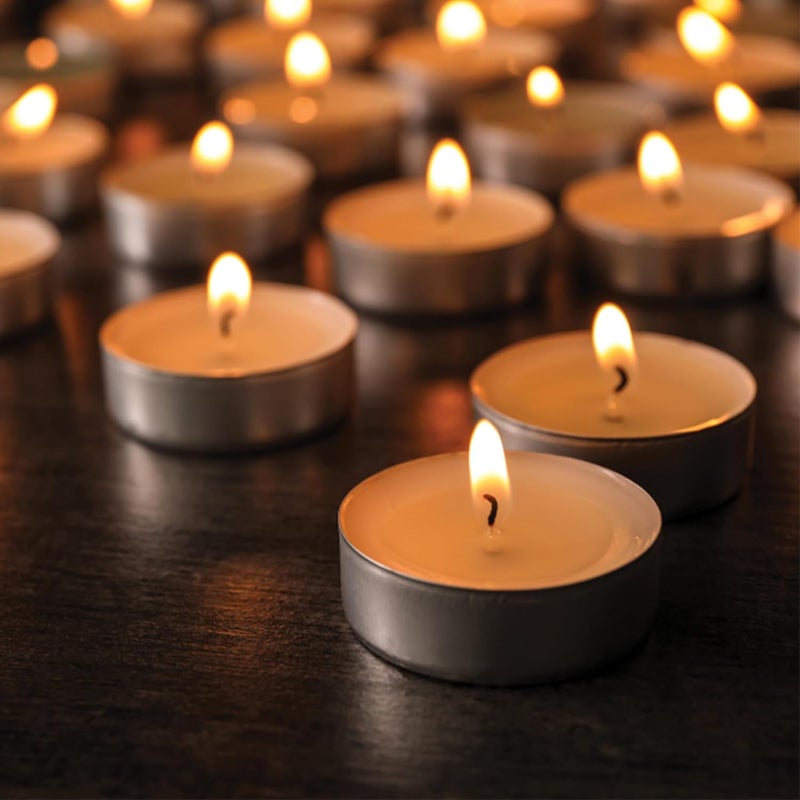 Grob Carnival Festive Unscented Tea Light Candles Christmas Decoration Smokeless Candles 3 to 4 Hours Burning Time Wax Tealight Candle 8 gm 100 Pcs
