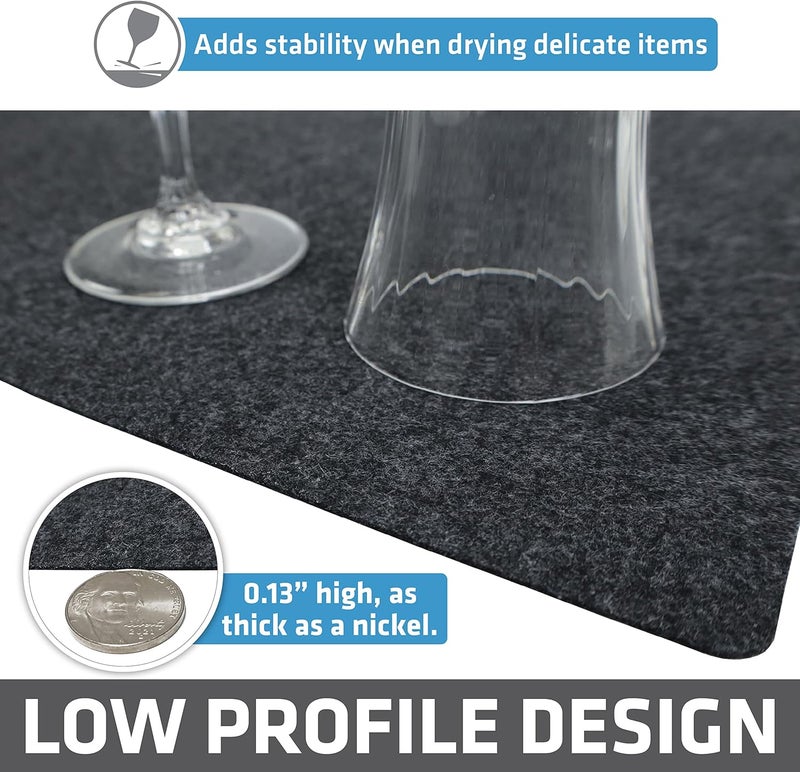 drymate XL Dish Drying Mat, Oversized (19”x24”), Low-Profile, Super Absorbent, Quick Dry Fabric, Waterproof & Slip-Resistant, for Kitchen Counter, Trimmable, Machine Washable (USA Made)(Charcoal) - Image 4