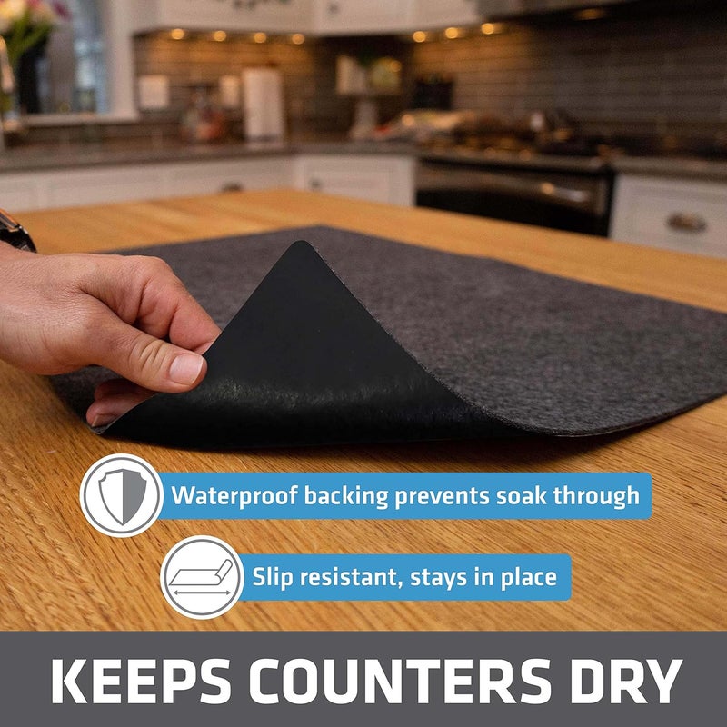 drymate XL Dish Drying Mat, Oversized (19”x24”), Low-Profile, Super Absorbent, Quick Dry Fabric, Waterproof & Slip-Resistant, for Kitchen Counter, Trimmable, Machine Washable (USA Made)(Charcoal) - Image 3