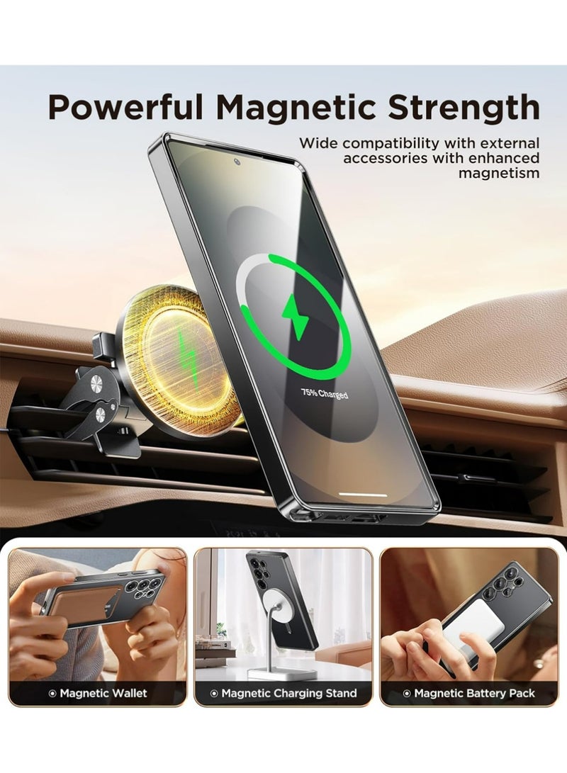 X-level Magnetic Case Compatible with Samsung Galaxy S25 Ultra,Compatible with MagSafe,[Full Camera Protection][Screen Protector] Shockproof Plating Clear Phone Cover for Galaxy S25 Ultra(Black/Clear)  - Image 2