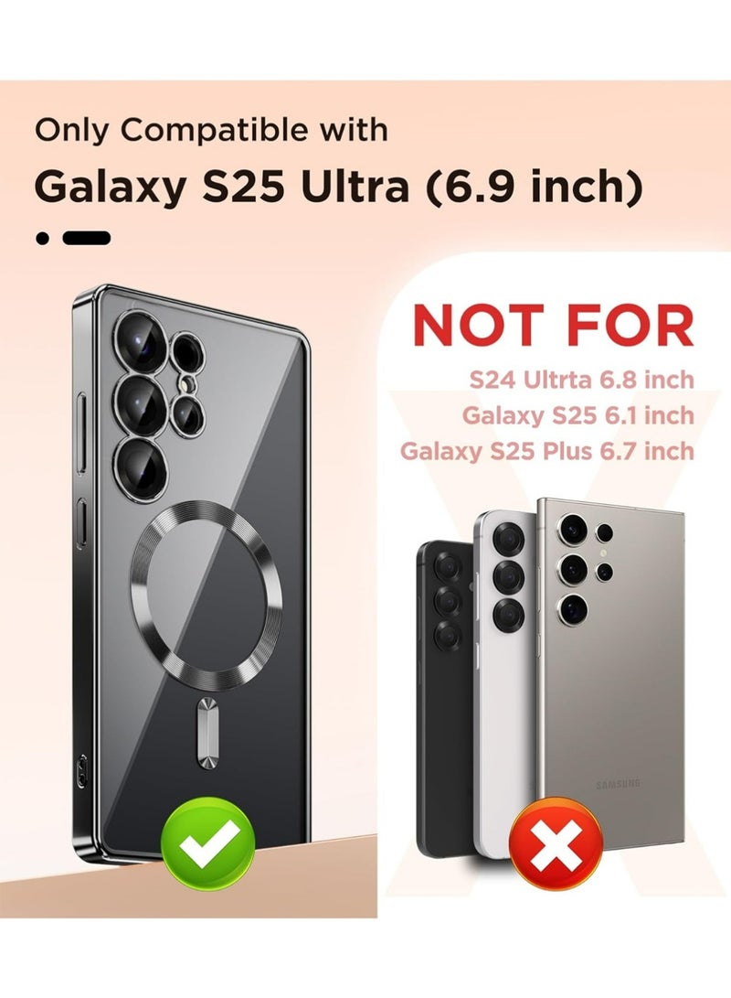 X-level Magnetic Case Compatible with Samsung Galaxy S25 Ultra,Compatible with MagSafe,[Full Camera Protection][Screen Protector] Shockproof Plating Clear Phone Cover for Galaxy S25 Ultra(Black/Clear)  - Image 3