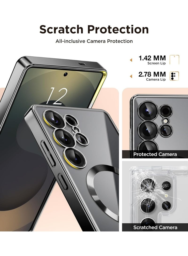 X-level Magnetic Case Compatible with Samsung Galaxy S25 Ultra,Compatible with MagSafe,[Full Camera Protection][Screen Protector] Shockproof Plating Clear Phone Cover for Galaxy S25 Ultra(Black/Clear)  - Image 5