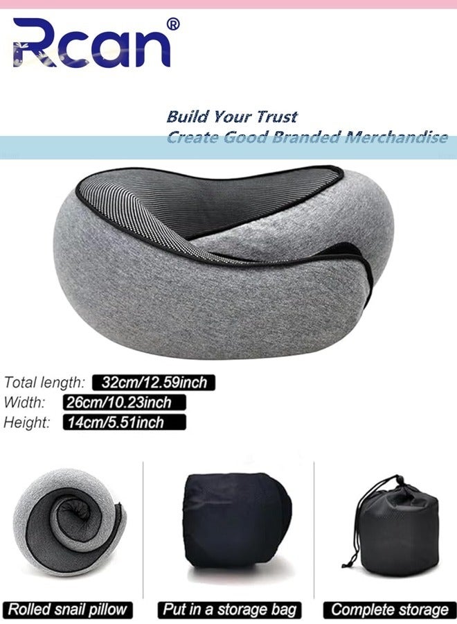 Rcan Travel Pillow for Airplane Neck Pillow for Travel Memory Cotton Travel Neck Pillow for Adults Adjustable Flight Pillow Ergonomic Neck Cushion With Ear Plugs Eye Mask Carry Bag - Image 4
