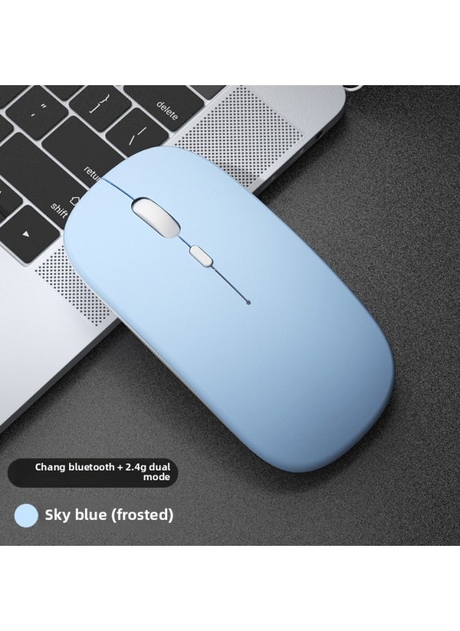 Generic - Wireless Mouse Charging Mute Bluetooth Dual-mode Home Office Laptop Desktop External Unlimited-Color:▓Sky Blue/bluetooth Dual Template [silent + Rechargeable] 2.4g Wireless + Bluetooth 5.2 - Free Mouse Pad - Official Standard░ - Image 1