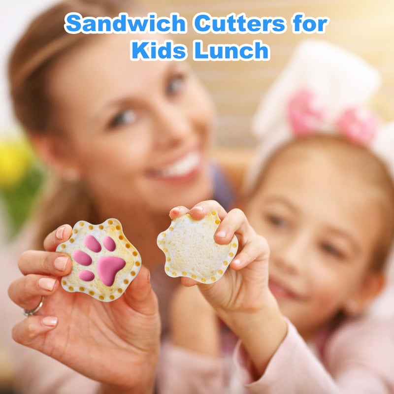 NPET cokki NPET 5 PCS Sandwich Cutter and Sealer for Kids  Cute Cat Paw Sandwich Cookie Cutters for Kids Breakfast Lunch Cutters for kids  Cookie Bread Pancake Cutters Cute DIY Shape Gift Kids - Image 2