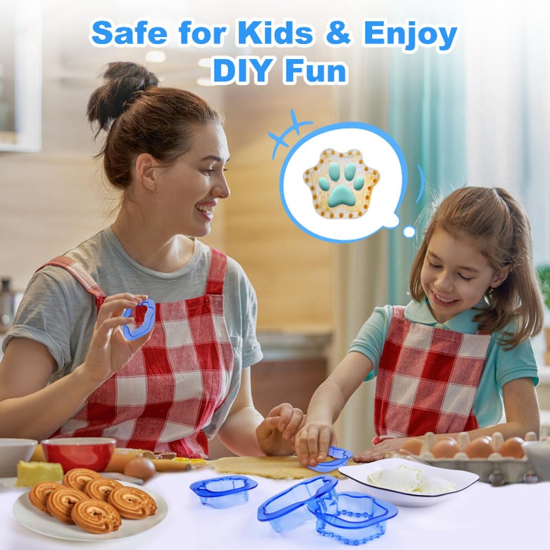 NPET cokki NPET 5 PCS Sandwich Cutter and Sealer for Kids  Cute Cat Paw Sandwich Cookie Cutters for Kids Breakfast Lunch Cutters for kids  Cookie Bread Pancake Cutters Cute DIY Shape Gift Kids - Image 1