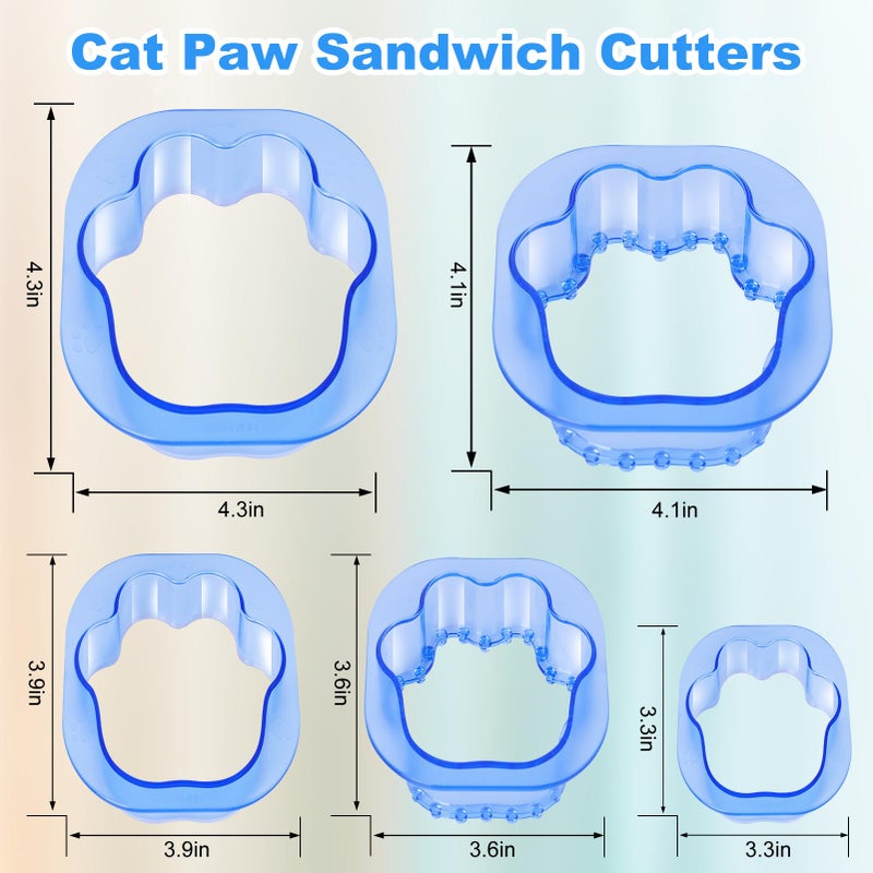 NPET cokki NPET 5 PCS Sandwich Cutter and Sealer for Kids  Cute Cat Paw Sandwich Cookie Cutters for Kids Breakfast Lunch Cutters for kids  Cookie Bread Pancake Cutters Cute DIY Shape Gift Kids - Image 4