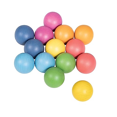 TickiT Rainbow Wooden Balls Set of 14 Loose Parts Wooden Toy for Babies and Toddlers 10m Inspire Curiosity and OpenEnded Play - Image 1