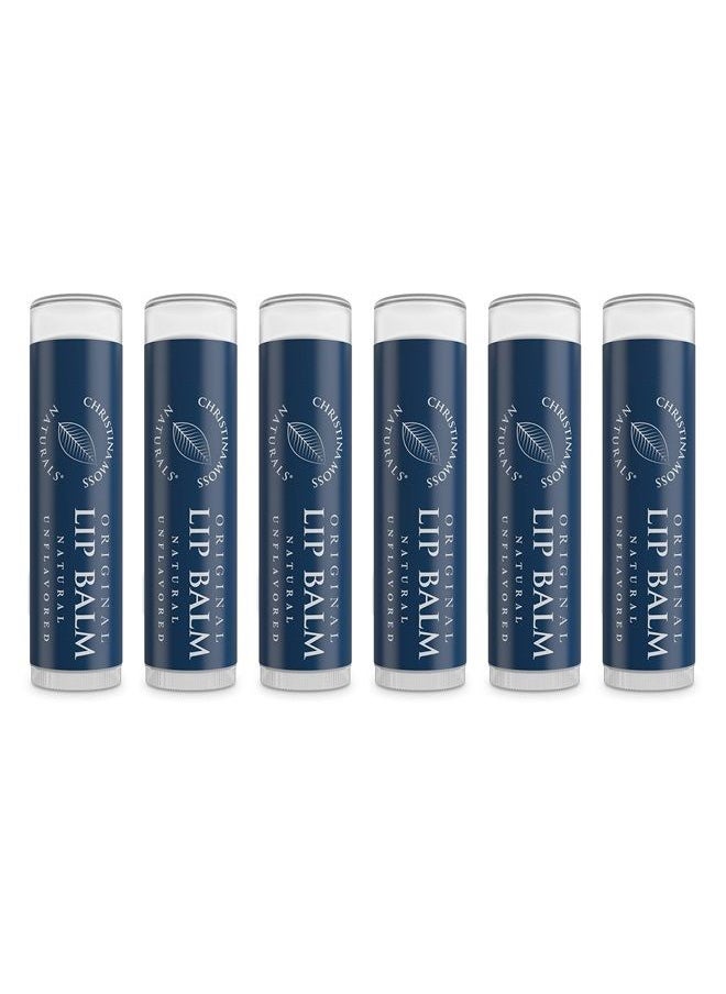 Christina Moss Naturals - Unflavored Lip Balm - Lip Care for Cracked or Dry Lips, Moisturizing Lip Balm with Organic Aloe Vera, Coconut Oil, Vitamin E & Beeswax, Lip Balm Pack of 6, Lip Balm for Men or Women or Kids Lipbalm - Image 1