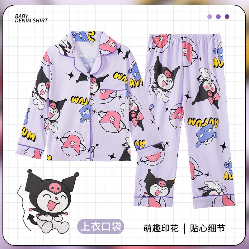 Children'S Pajamas Thin Baby Girls Suit Princess Little Girls Autumn Long Sleeve Cardigan Home Clothes - Image 2