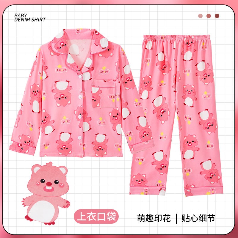 Children'S Pajamas Thin Baby Girls Suit Princess Little Girls Autumn Long Sleeve Cardigan Home Clothes - Image 3