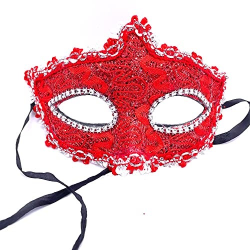 Geek-M Couple Masquerade Mask Women Men Mardi Gras Mask Costume Masks for Christmas Festival New Year Party (Red) - Image 5
