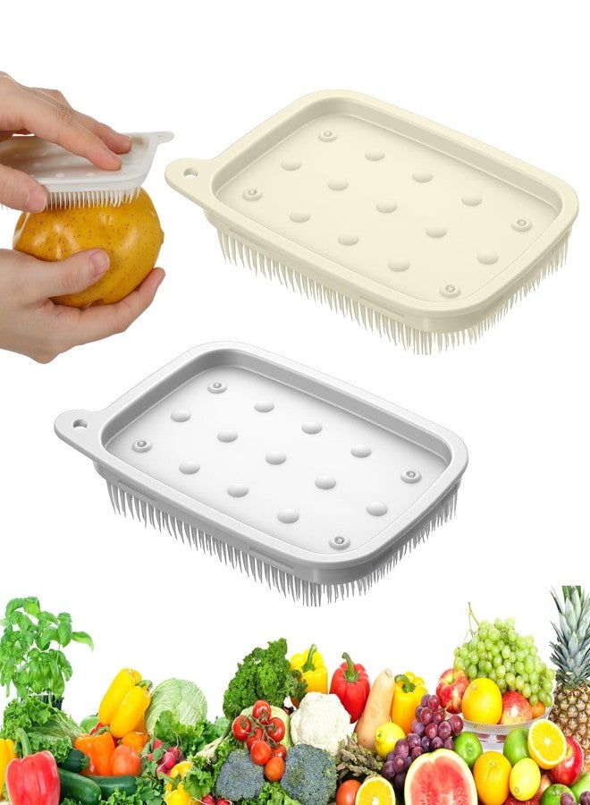 Guduling 2pcs Vegetable Brush Scrubber, Silicone Potato Brushes Scrubber, Veggie Scrubber Brush, Potato Cleaner Brushes for Produce Potatoes, Carrots, Lotus Root, Veggie Fruit Wash Cleaner - Image 1