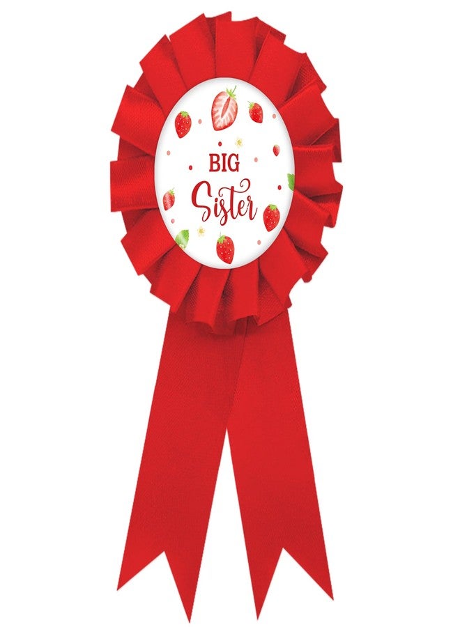 SUPERLUBY Strawberry Big Sister Tinplate Badge Pin, Berry Sister to Be Pin, Berry Sweet Happy Birthday Button for Girl, Red Rosette Birthday Girl Award Ribbon, Strawberry Baby Shower Party Favors - Image 1