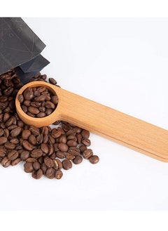 Y&D 2 PCS Wooden Coffee Scoop and Bag Clip Espresso Bags Sealer Suitable for Ground Beans Loose Tea Measuring Bean Spoon Gift Lovers  - Image 1