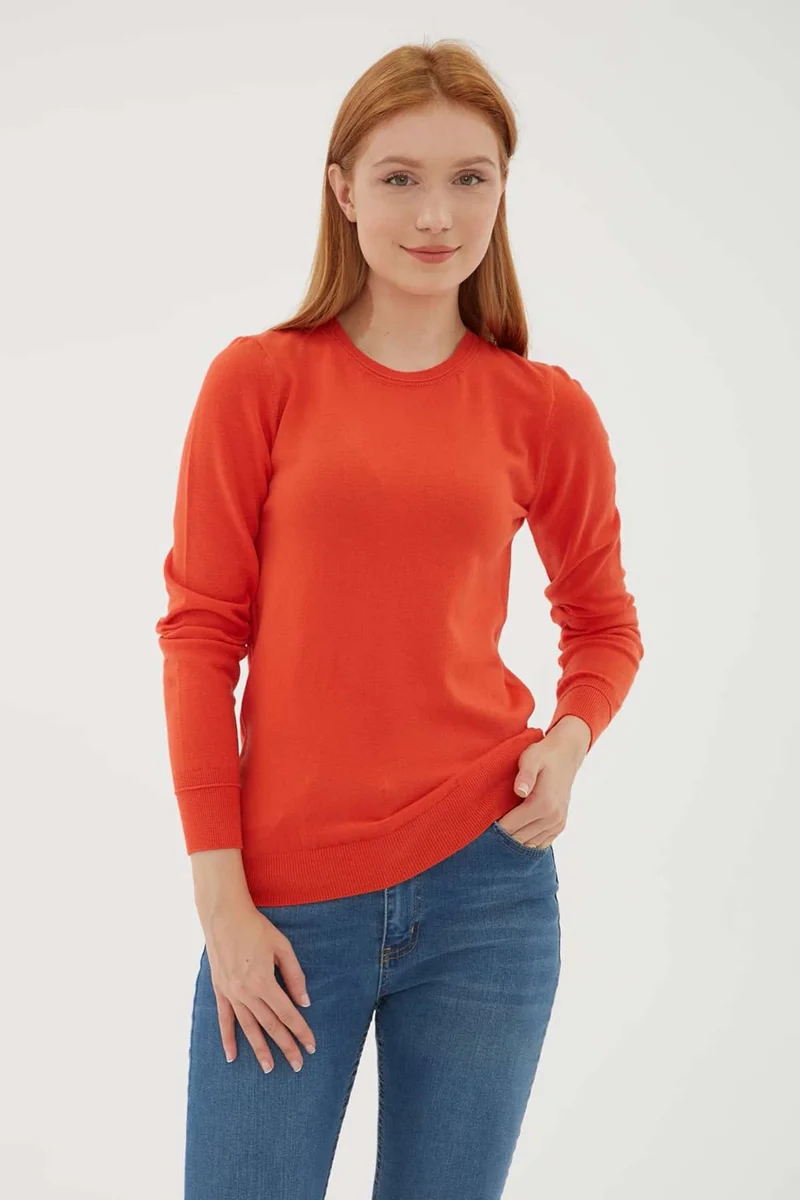 فاشن فريندز Standard Fit Crew Neck Knitwear Sweater Women's Sweater 24K0777K1