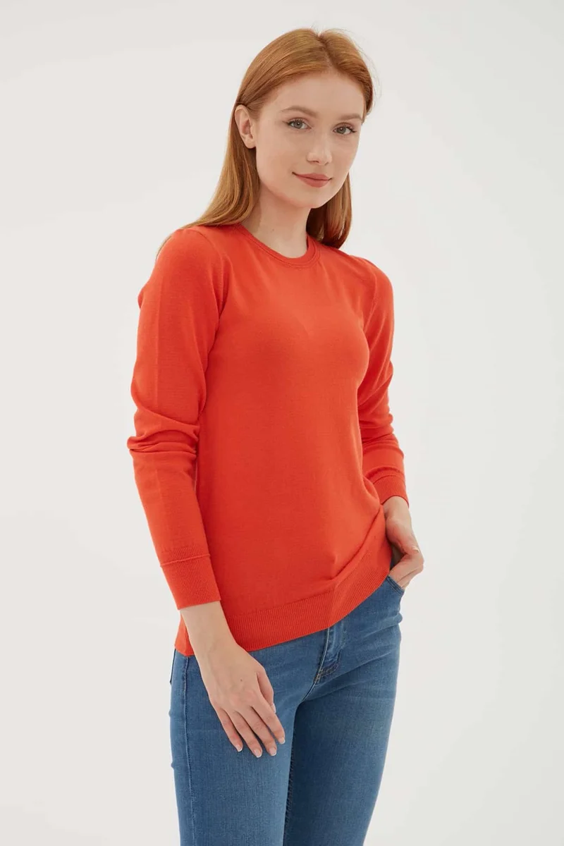 فاشن فريندز Standard Fit Crew Neck Knitwear Sweater Women's Sweater 24K0777K1
