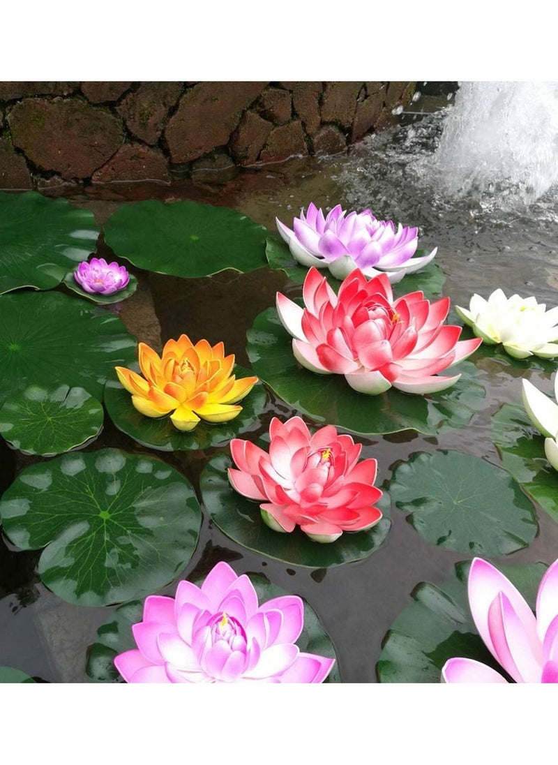 SYOSI - Artificial Lotus Flowers, Floating Lifelike Pond Decor Water Lily, for Home Garden Pond Decoration (5 Pcs) - Image 1