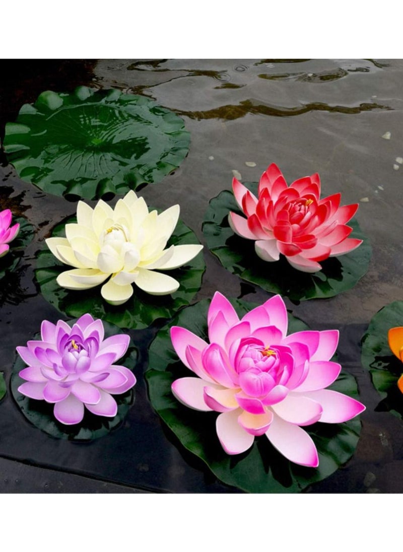 SYOSI - Artificial Lotus Flowers, Floating Lifelike Pond Decor Water Lily, for Home Garden Pond Decoration (5 Pcs) - Image 1
