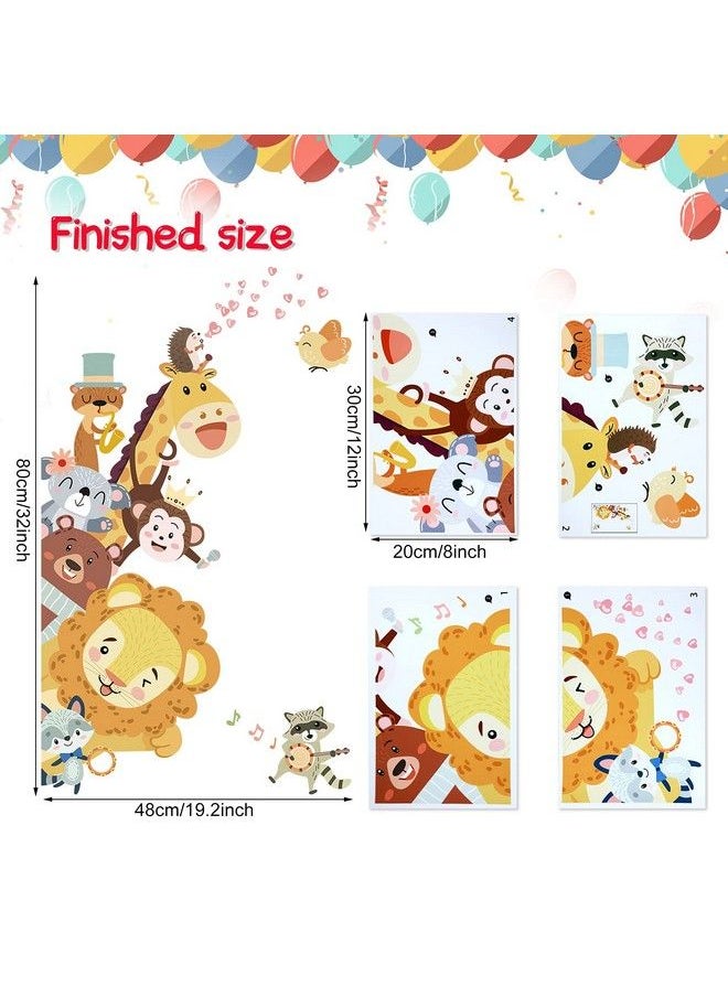 Outus - Wall Decals For Nursery Room Animal Tree Wall Stickers Baby Door Cartoon Decor Jungle Safari Giraffe Elephant Diy Children Murals Decoration Removable Wallpaper For Boy Girl Room Bedroom Wardrobe - Image 1
