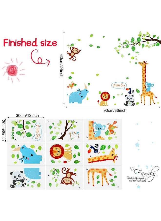 Outus - Wall Decals For Nursery Room Animal Tree Wall Stickers Baby Door Cartoon Decor Jungle Safari Giraffe Elephant Diy Children Murals Decoration Removable Wallpaper For Boy Girl Room Bedroom Wardrobe - Image 1