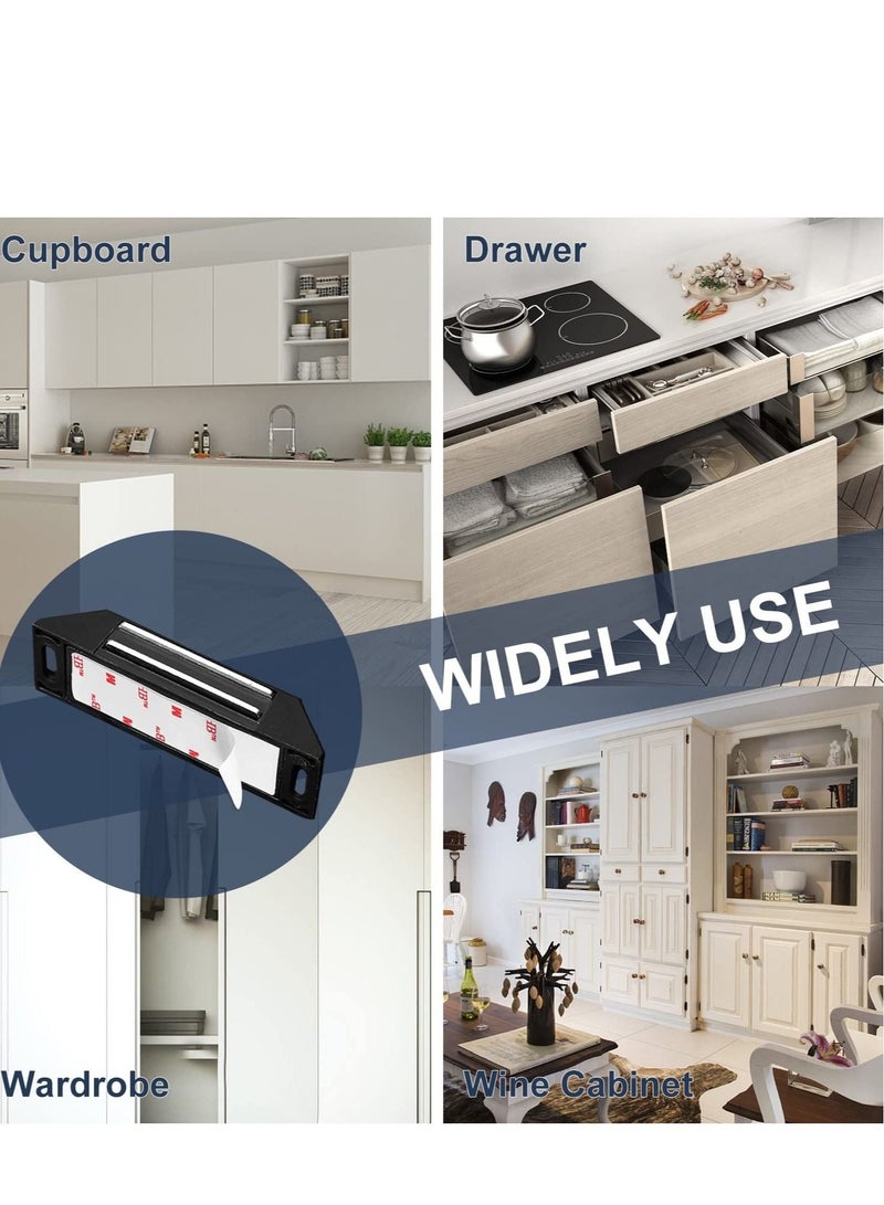كابتن تيك Magnetic Door Catch, 4 Pack Cupboard Door Magnets Adhesive Cabinet Door ,Magnetic Catches Heavy Duty Door Magnet Latches Black Wardrobe Magnets for Kitchen, Closet, and Wardrobe Doors - Image 1