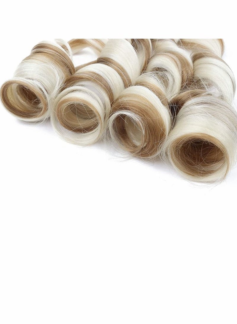 SYOSI 3 عبوات من شعر تجديل نطاط متمدد مسبقًا، شعر تجديل مموج فضفاض بطول 55.88 سم، تم تمديده مسبقًا، ضفائر تجعيد فرنسية، وصلات شعر صناعية، شعر تجديل مموج فاخر ممدد مسبقًا للنساء - Image 4