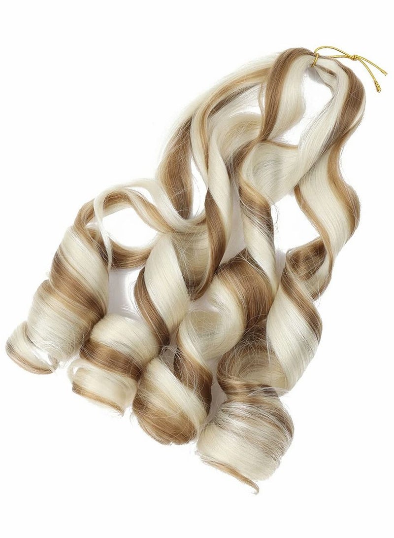 SYOSI 3 عبوات من شعر تجديل نطاط متمدد مسبقًا، شعر تجديل مموج فضفاض بطول 55.88 سم، تم تمديده مسبقًا، ضفائر تجعيد فرنسية، وصلات شعر صناعية، شعر تجديل مموج فاخر ممدد مسبقًا للنساء - Image 3