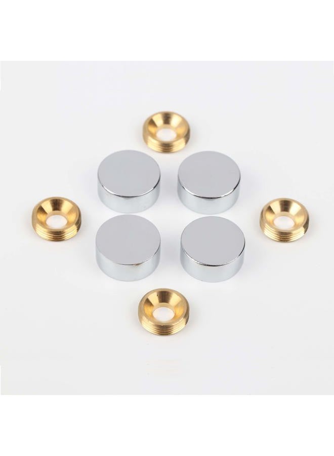 malleable Mirror Screws,Brass Cap Decorative Mirror Nails,0.6",Polished Chrome,4 Pack - Image 2