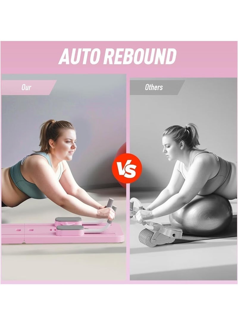 ELTRAZONE Pilates Reformer,Foldable Pilates Machine & Equipment for Home Use and Gym Workout,Pilates Sliding Board Suitable for Advanced and Beginners Users,Pilates Equipment with Timer(Pink) - Image 4