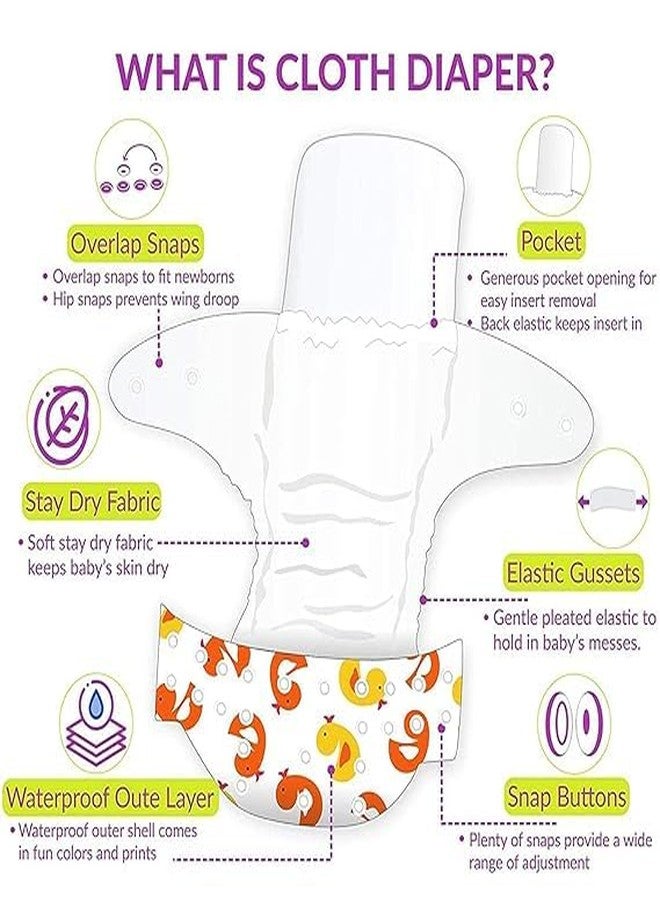 Flere Reusable Baby Cotton Cloth Diapers - Adjustable & Washable with Insert Pads for 0-3 Years | Soft, Waterproof & Eco-Friendly (Red and Purple, Pack of 1) - Image 3