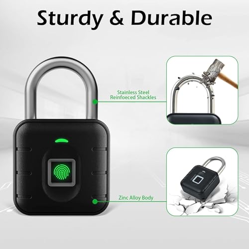 LAVNA Smart Biometric Padlock with 2-Way Access: Fingerprint, Mobile App, IP67 Waterproof for Doors, Bags, Suitcase, Garage, Cabinet, Warehouse & Shutter (Small), Black - Image 4