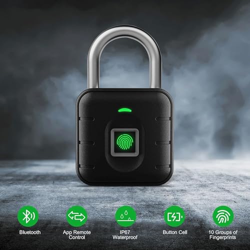 LAVNA Smart Biometric Padlock with 2-Way Access: Fingerprint, Mobile App, IP67 Waterproof for Doors, Bags, Suitcase, Garage, Cabinet, Warehouse & Shutter (Small), Black - Image 3