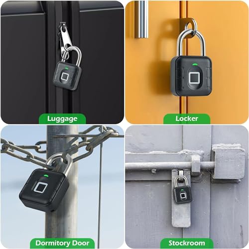 LAVNA Smart Biometric Padlock with 2-Way Access: Fingerprint, Mobile App, IP67 Waterproof for Doors, Bags, Suitcase, Garage, Cabinet, Warehouse & Shutter (Small), Black - Image 5