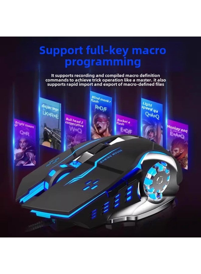 Tarantula S20 Metal Game Computer Competitive Eating Chicken Luminous Mouse Usb Wired Desktop Notes Weighted Mouse-Color:Wolf Spider S12 Gaming Mouse Black - Image 3