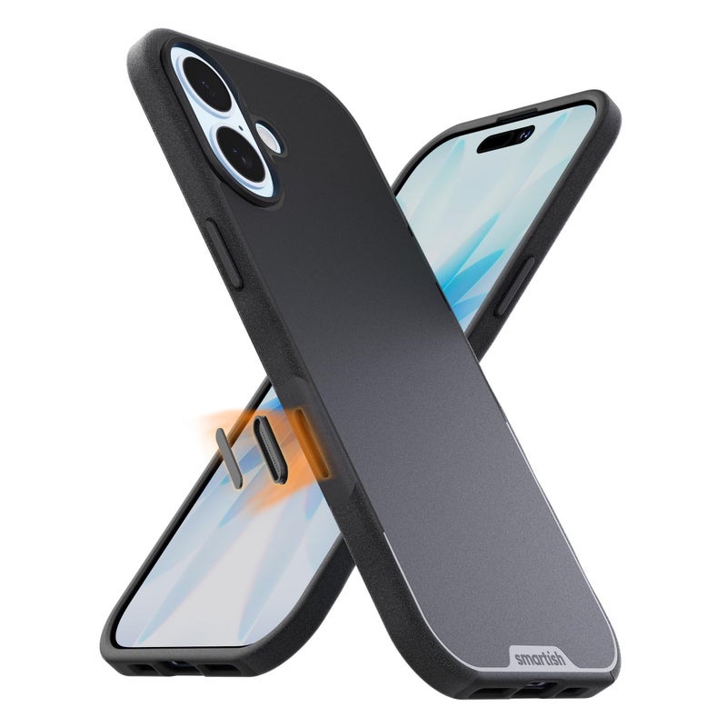 SmartishÂ® iPhone 17 MagSafe Case - Gripmunk with Camera Control Protection, Magnetic Slim Case [Lightweight + Protective] Thin Grip Cover with Microfiber Lining for Apple iPhone 17 - Black Tie Affair - Image 1