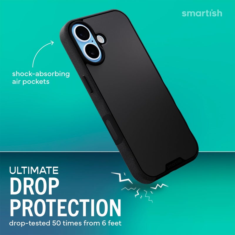 SmartishÂ® iPhone 17 MagSafe Case - Gripmunk with Camera Control Protection, Magnetic Slim Case [Lightweight + Protective] Thin Grip Cover with Microfiber Lining for Apple iPhone 17 - Black Tie Affair - Image 2