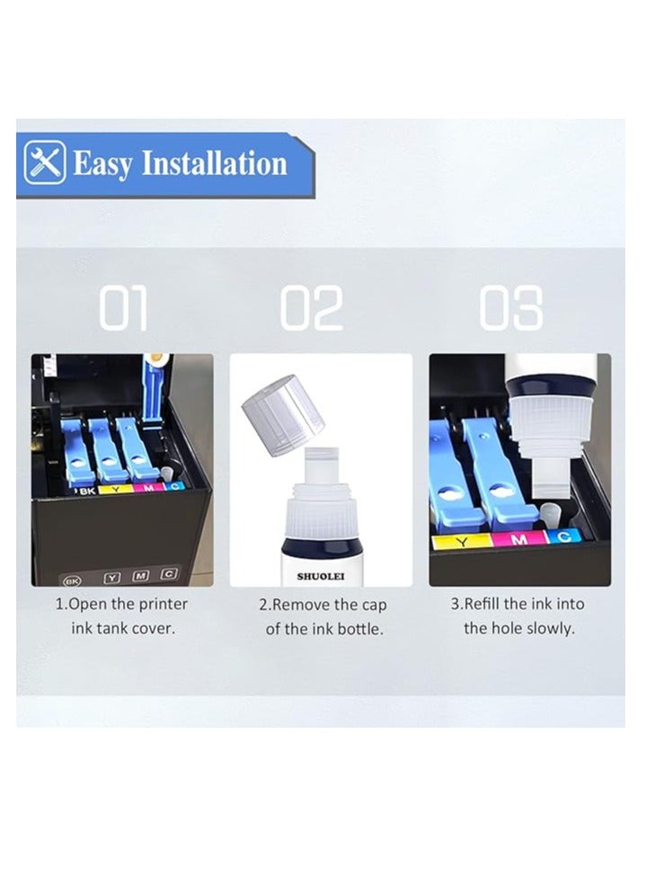 Terabyte 103 Ink Bottle Compatible with Epsn 103 Ink C13T00S64A for L1200 Series L1210 L1250 L3100 Series L3110 L3111 L3116 L3150 L3151 (4-Pack, Black Cyan Yellow Magenta) - Image 4