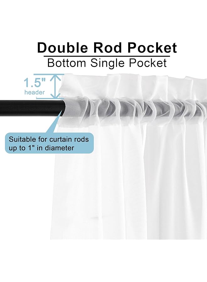 إيروريكس ستائر شفافة بيضاء بطول 96 بوصة ستائر شفافة أنيقة لنافذة غرفة النوم ستائر شفافة من الفوال ستائر معالجة لغرفة المعيشة قطعتان لكل منهما 42 بوصة عرض × 96 بوصة طول - Image 5