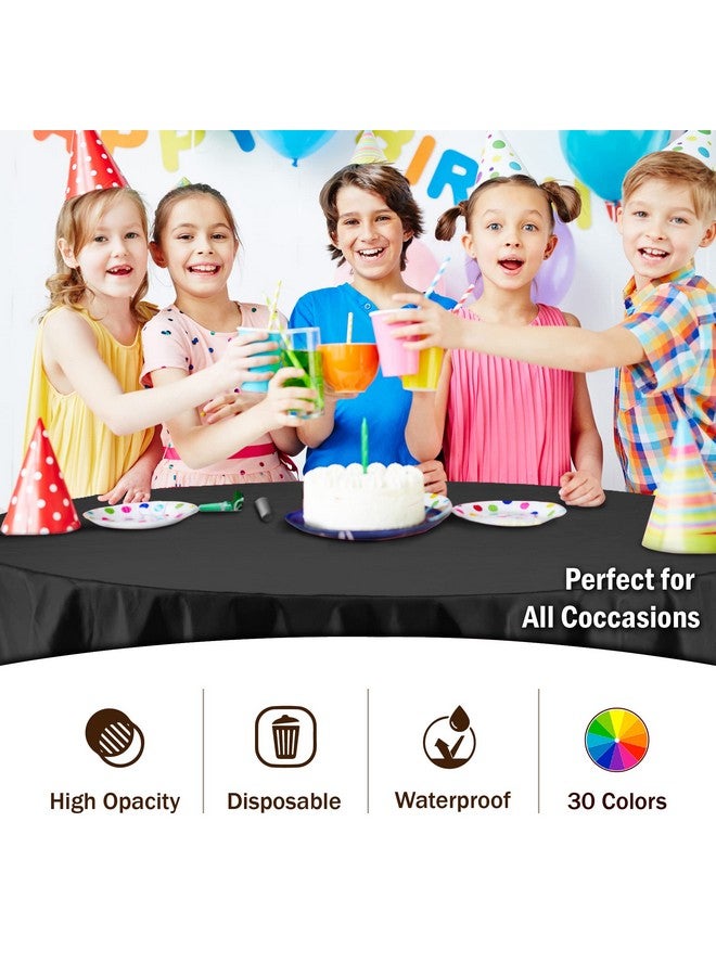 Exquisite 12-Pack Premium Plastic Tablecloth 84in. Round Table Cover - Black - Image 5