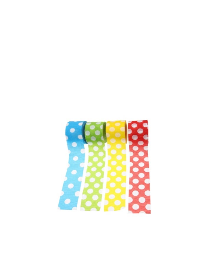 Flamingo Crepe Paper Unique Polka Dot (Pack of 2) 2inch x 90feet Red and Green - Image 1