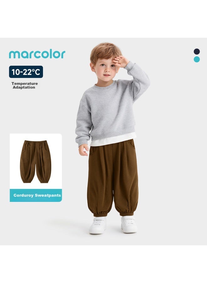 Marcolor Baby And Toddler Corduroy Jogger Pants Thickened Warm Soft Comfortable Casual Sports Pants Brown Size 100 - Image 1